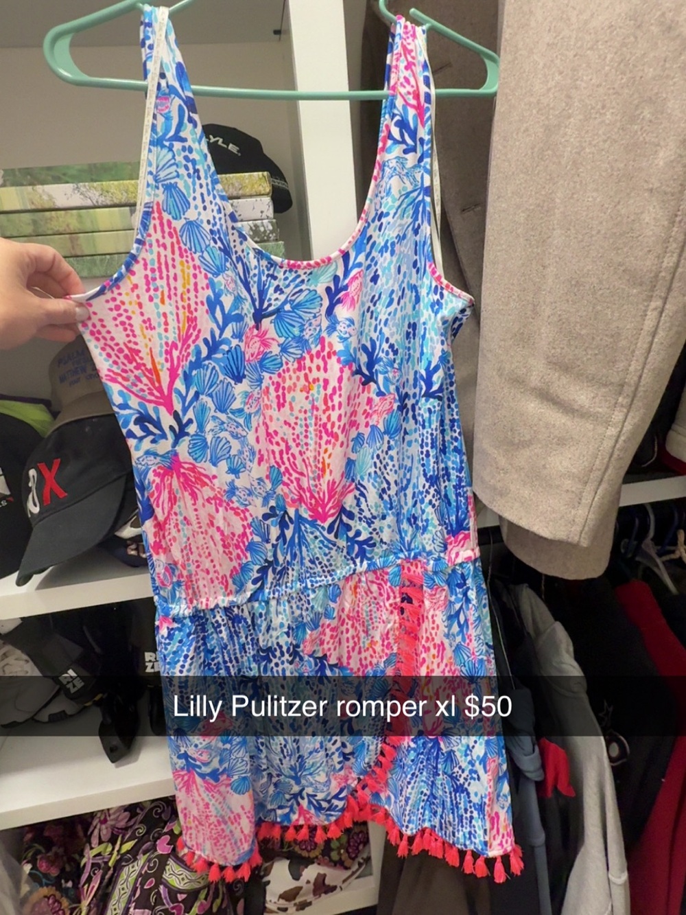 Lilly Pulitzer Floral Tassel Romper — Pink, Blue & White